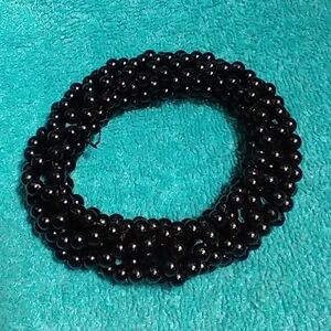 Elegant Black Beaded Stretch Bracelet vintage